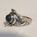 Estate vintage 925 sterling silver malachite poison/pillbox ring signed sz 6.5