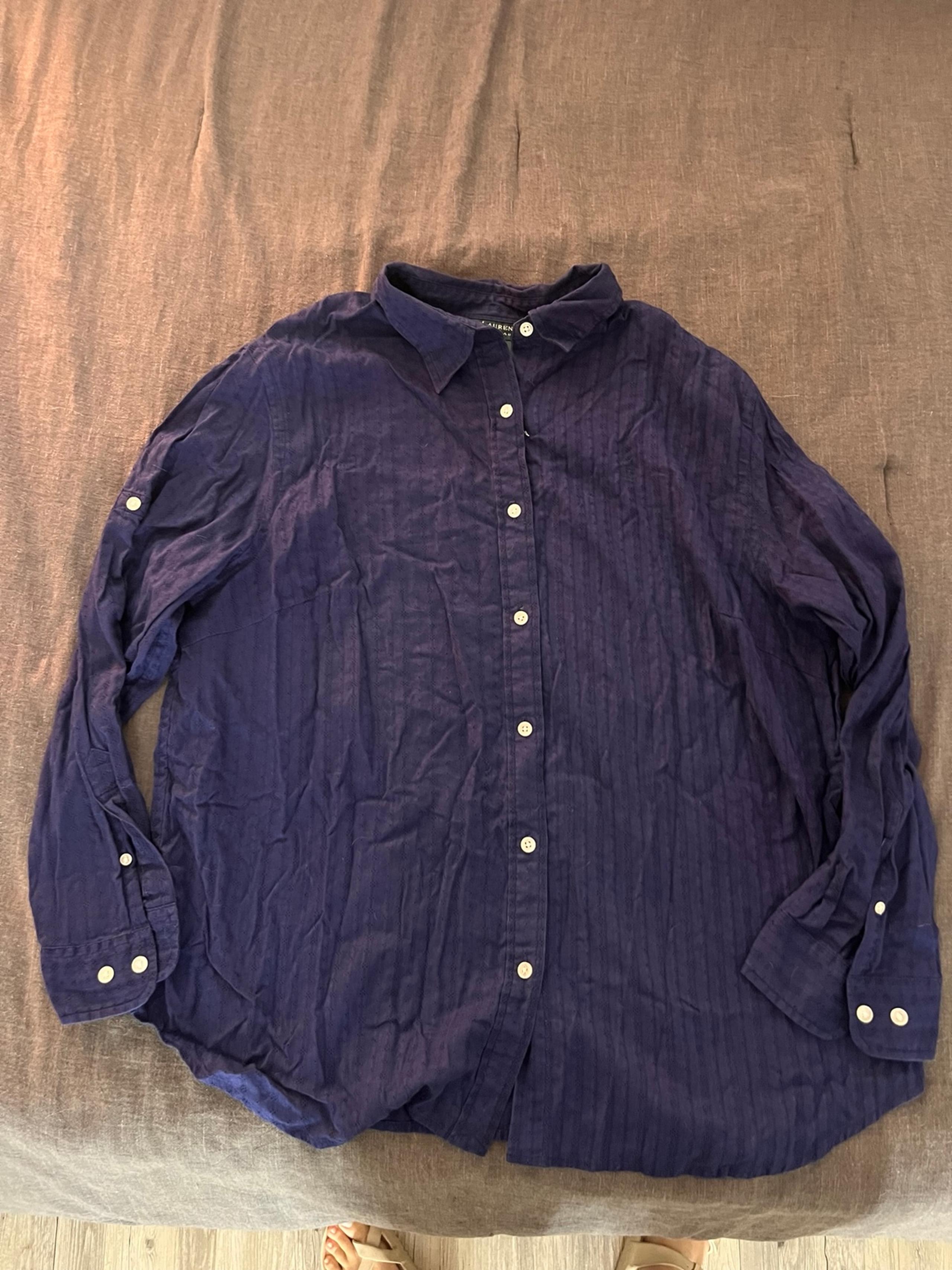 Ralph Lauren Vintage Button-down Shirt Top, Navy Blue, Size XL