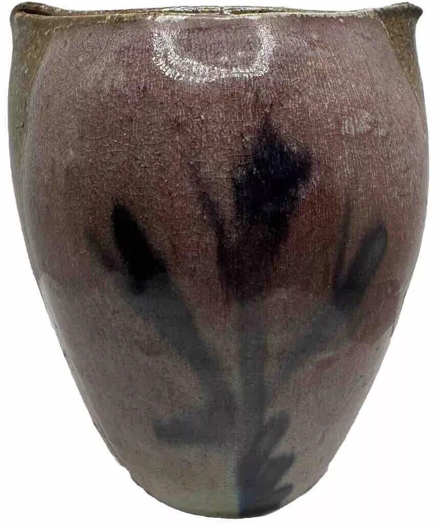 Ceramic Pottery Vase Art Deco Abstract Glazed Handmade Vintage 6in