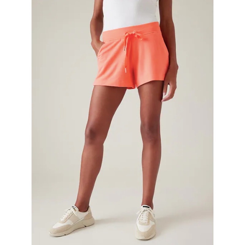 Athleta M sunset glow Balance 4 Shortie cozy comfortable sweatpant soft coral