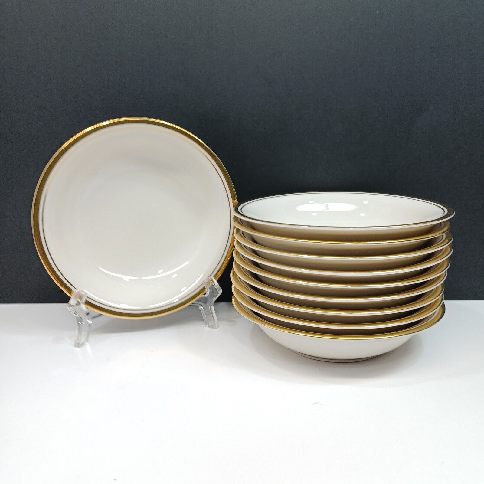Set/10 Noritake 5.5 Fruit Berry Bowls Viceroy Ivory China 1975-1986 Gold Trim