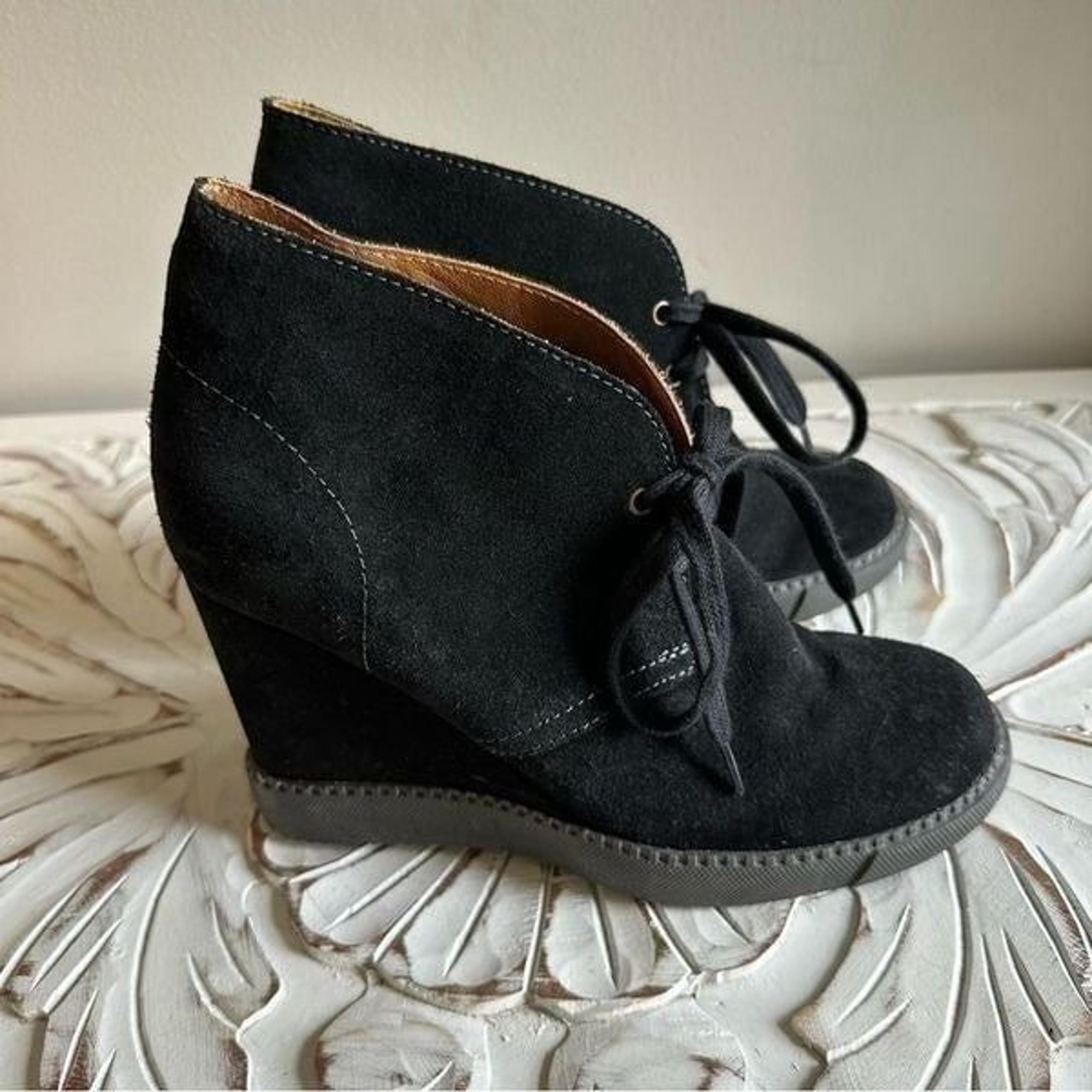 See By Chloe Wedge Lace-up Suede Ankle Boots Size 37
