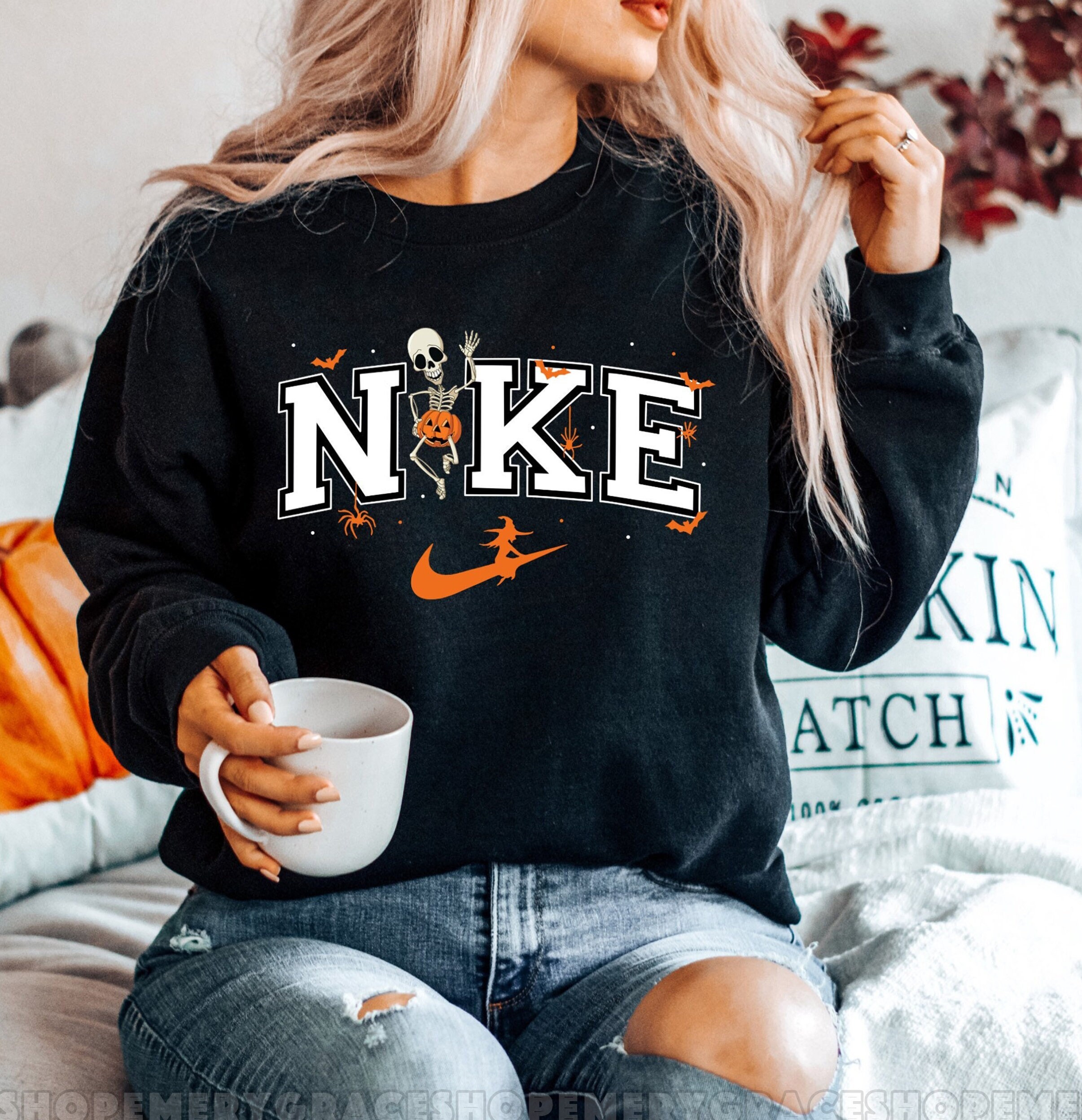Halloween Skeleton Pumpkin Scary Fall high quality Sweatshirt, Retro Halloween Crew