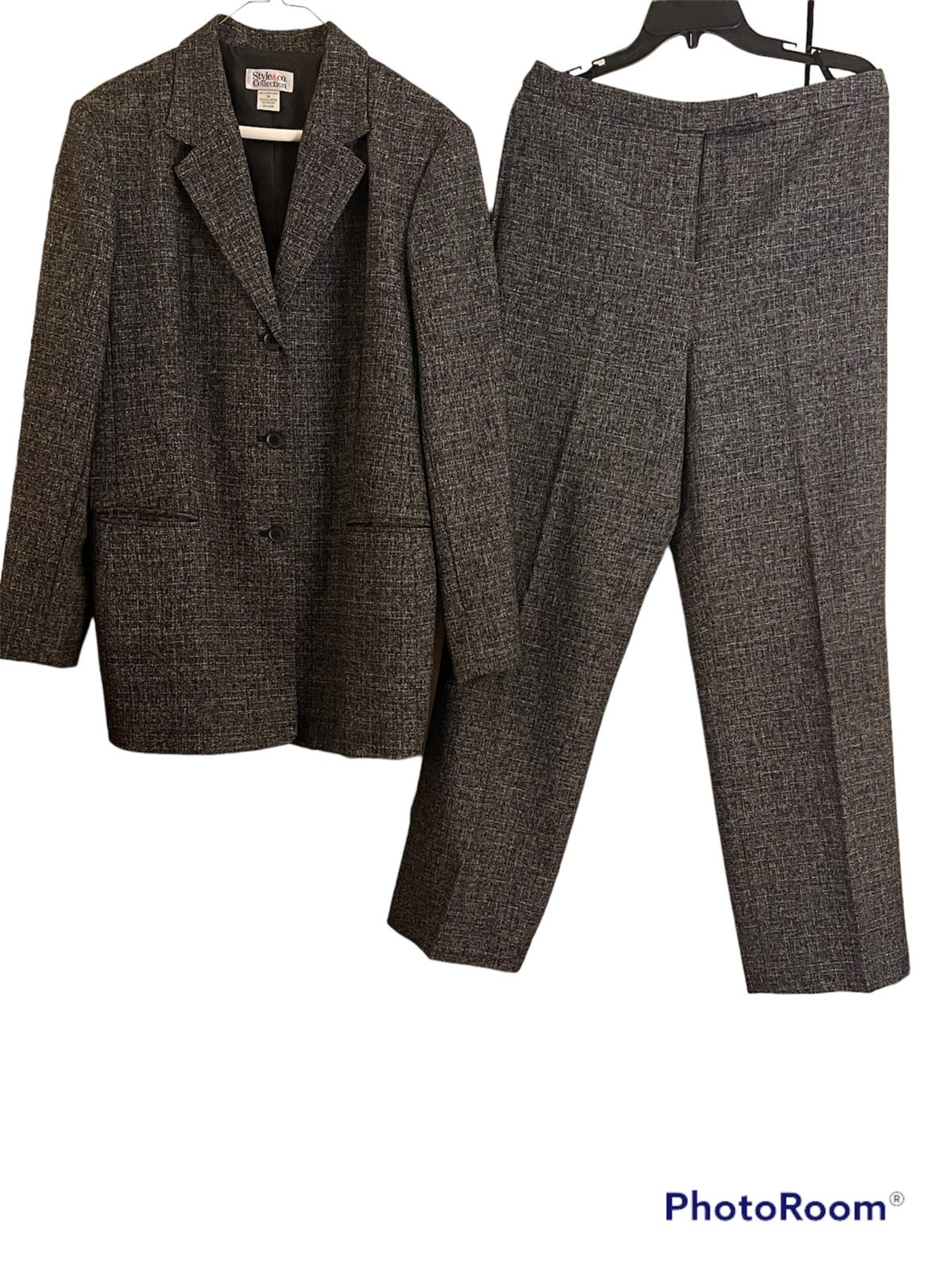 Style & Co Collection: Size 14 2 Piece Black & Grey Pants Suit