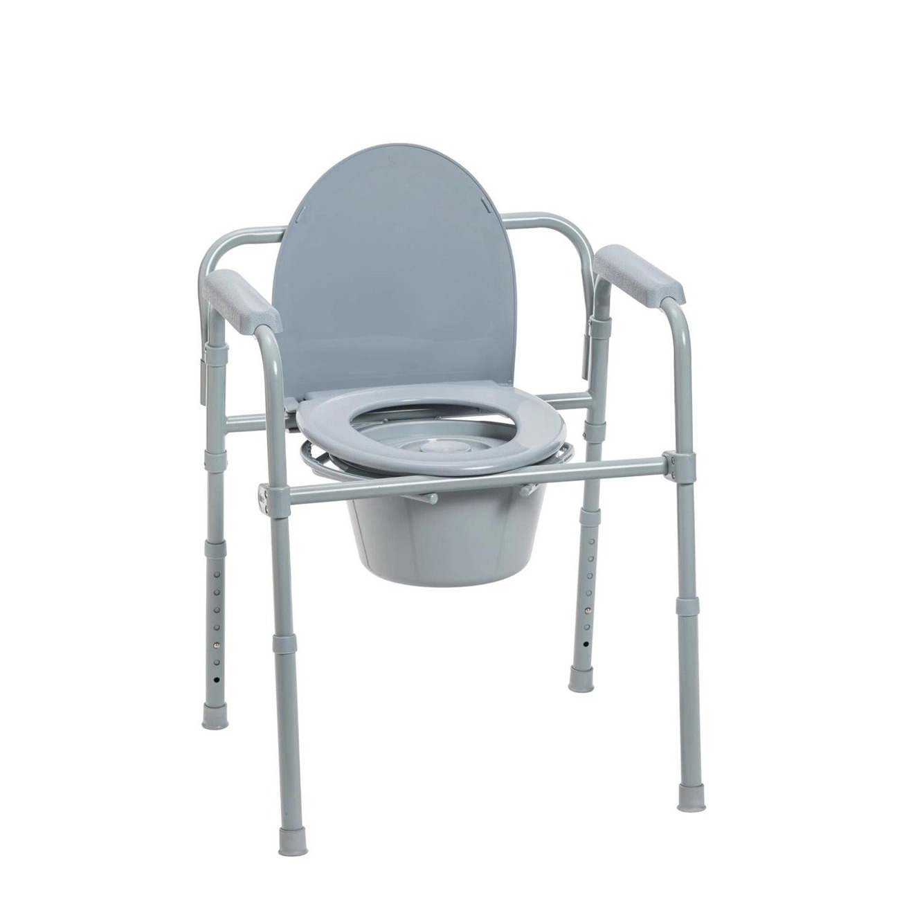 Drive Medical 11148-1 Folding Steel Bedside Commode Chair, Portable Toilet NEW