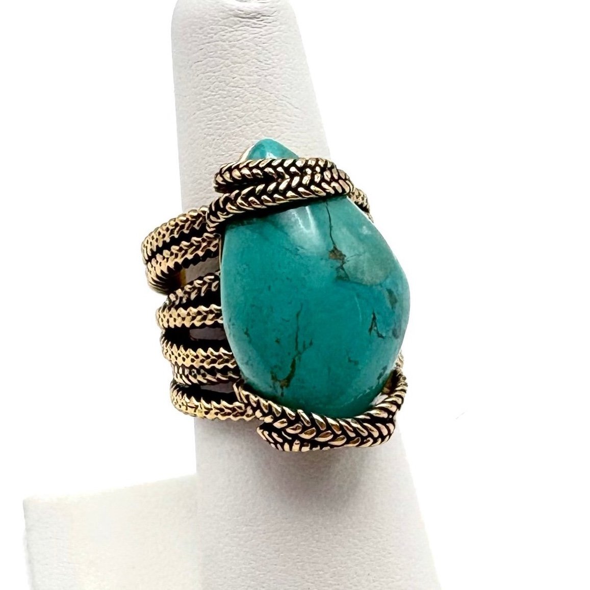 Studio Barse Natural Turquoise & Golden Bronze Wrapped Chunky Statement Ring