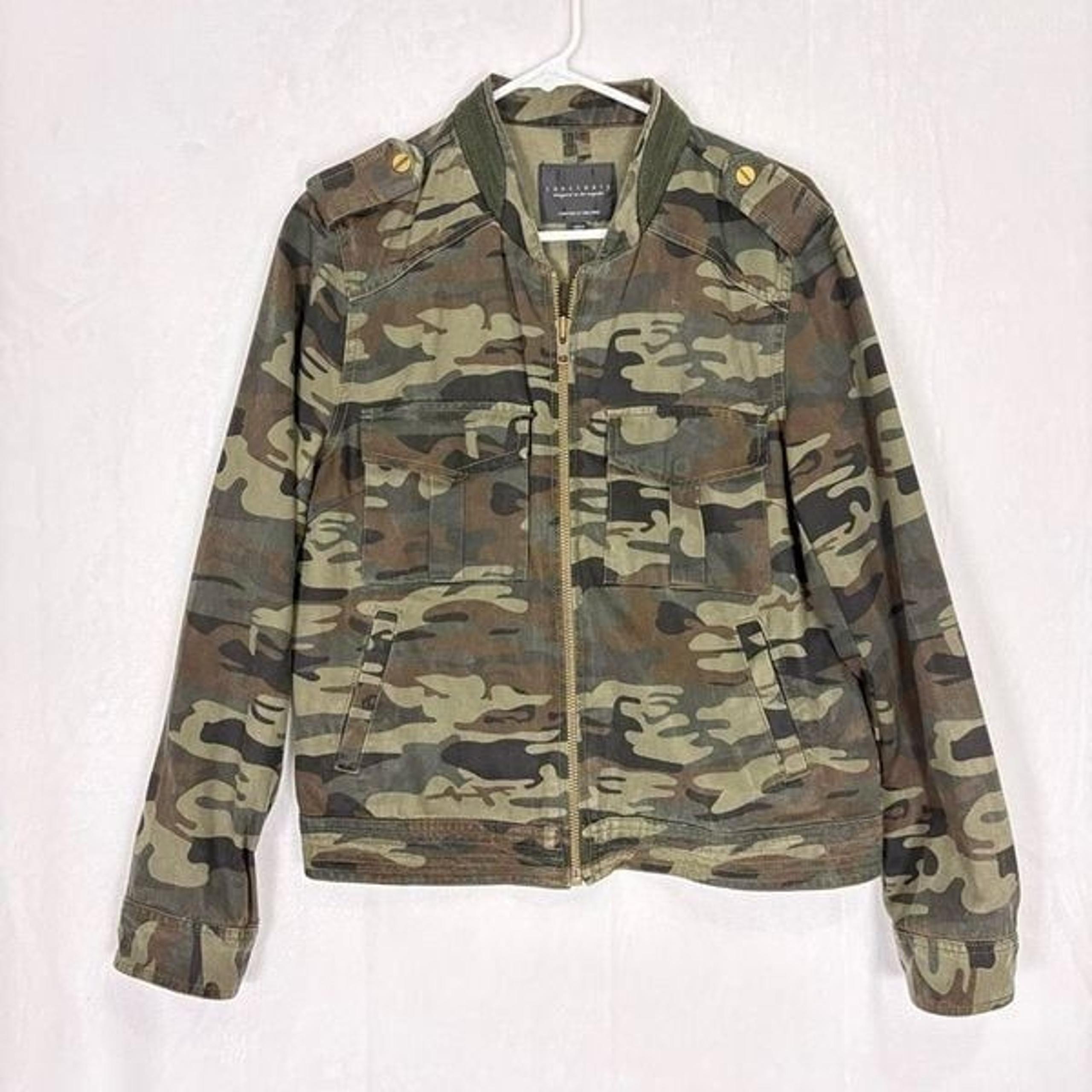 Sanctuary Green Camo Military Utility Zip Up Jacket Women's Size Medium