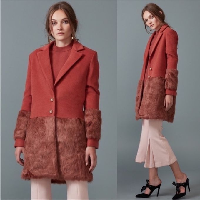 Anthropologie Keepsake Shallows Faux Fur PeaCoat Size Small