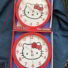 Hello Kitty Red and White Wall Clock bundle of 2 NIB NEW
