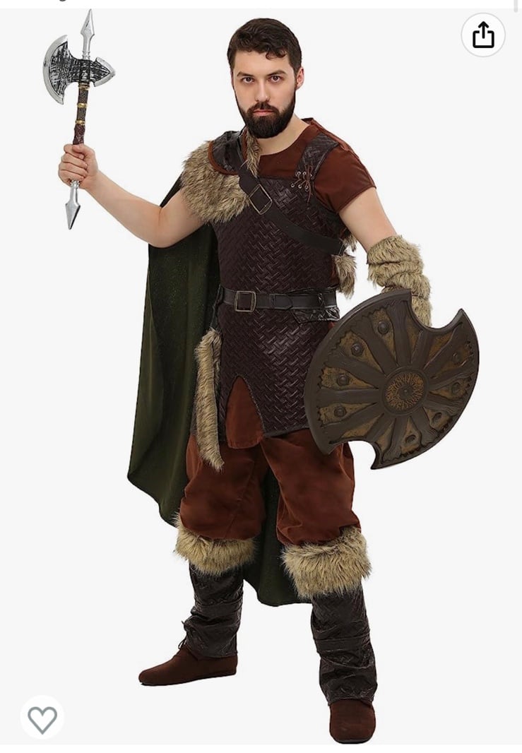 Men’s Viking Halloween Costume with Axe & Mask Included!