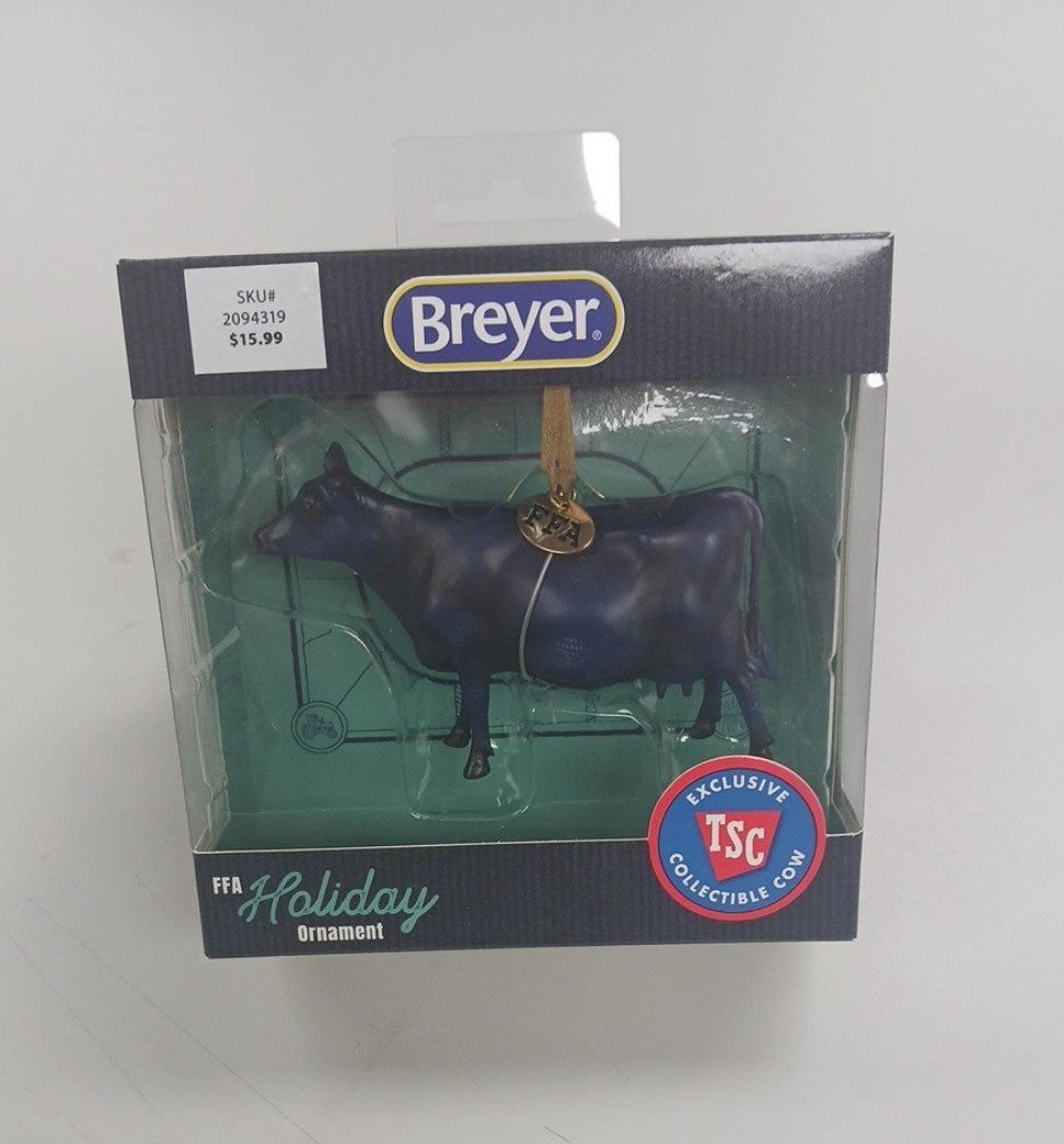 Breyer TSC Exclusive Collect FFA Blue Moo Cow Holiday Christmas Ornament 2023
