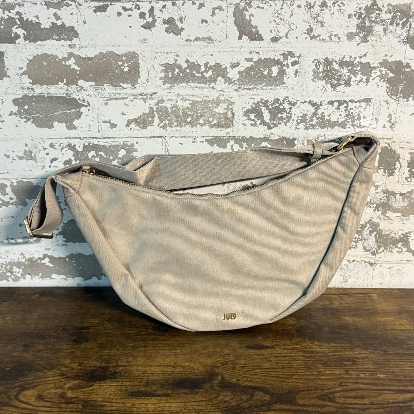 NEW - JULY 100% Cotton Canvas Everday Crescent Crossbody Bag - Natural