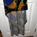 Vintage Va Va Voom Mixed Print Hi-Low Gold Accent Strap Draped Front Dress Sz S