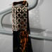 Vintage Va Va Voom Mixed Print Hi-Low Gold Accent Strap Draped Front Dress Sz S