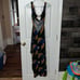 Vintage Va Va Voom Mixed Print Hi-Low Gold Accent Strap Draped Front Dress Sz S