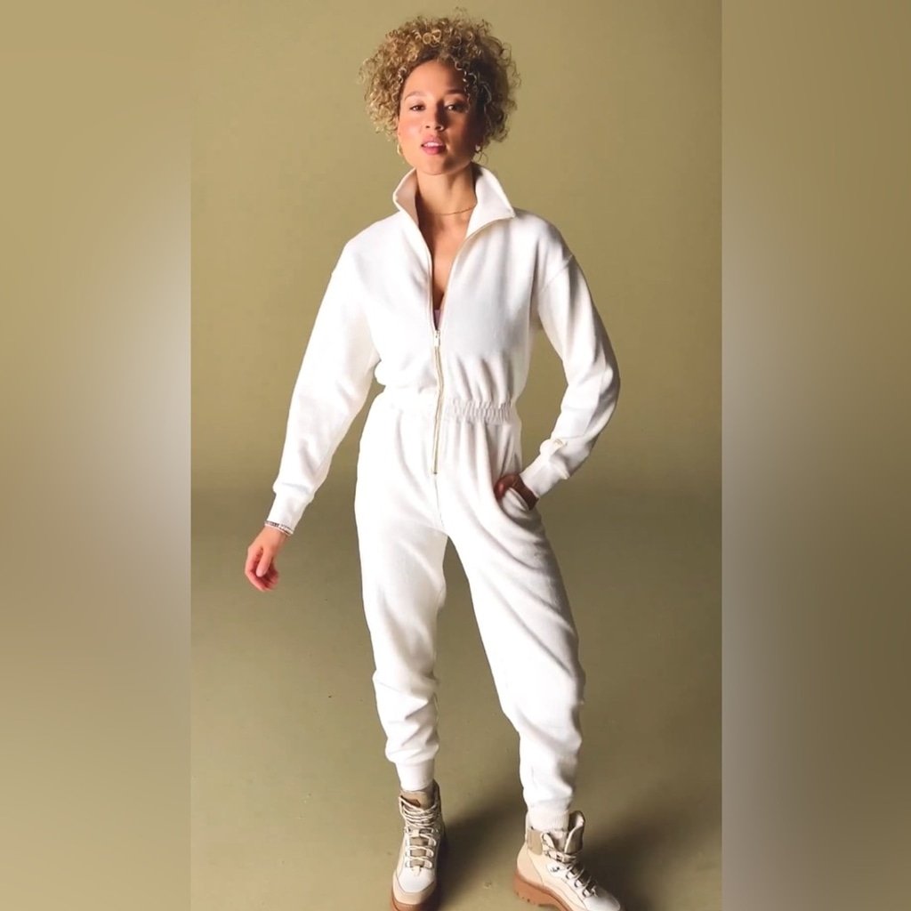 Fabletics NWOT Cozy Cord Zip Jumpsuit women size xs
