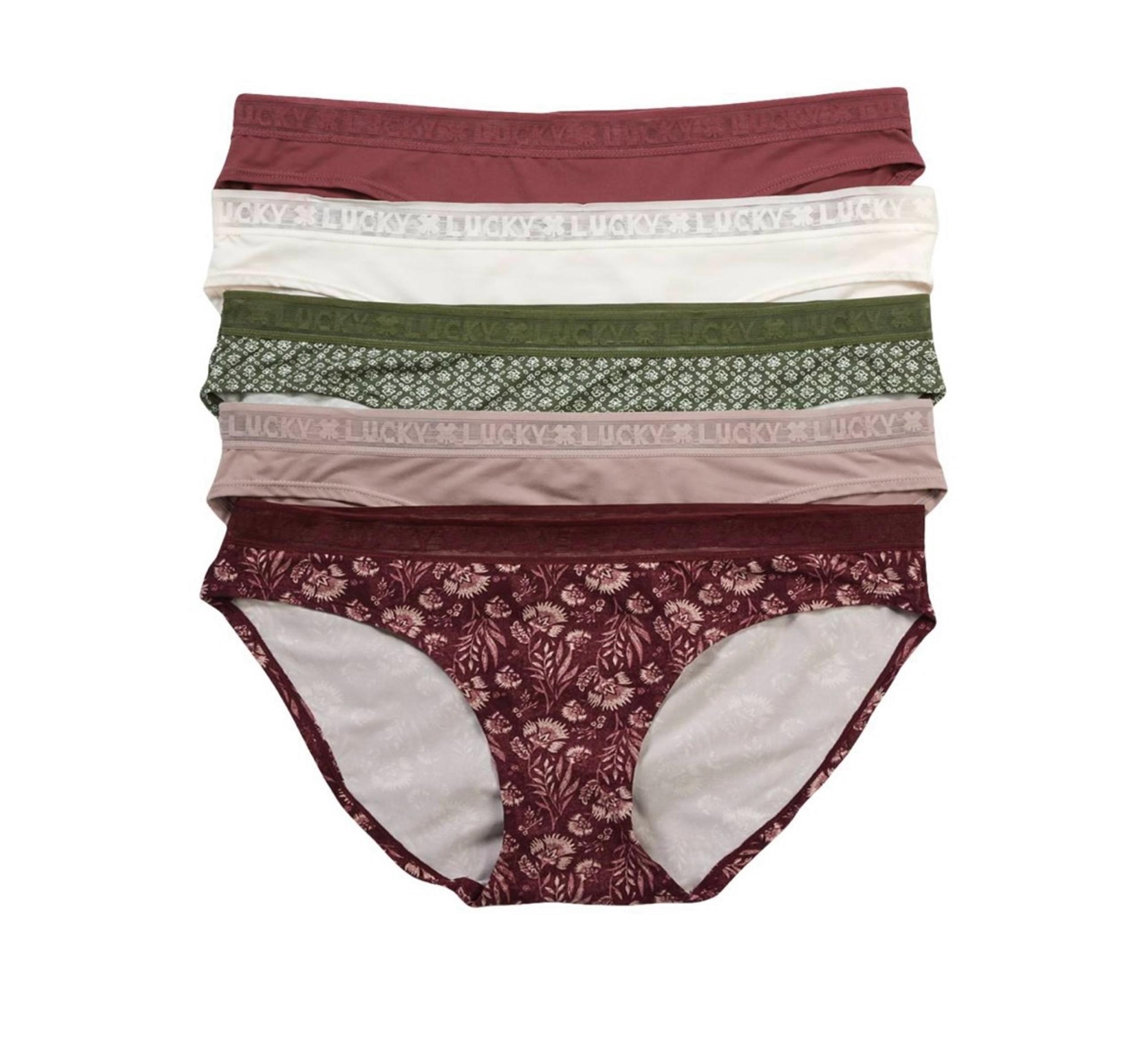 NWT Five Pair Women's Large Lucky Brand Super Soft Bikini Panties