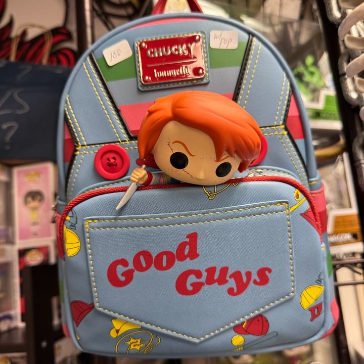 Child's Play Chucky Good Guys Loungefly Backpack w/ Chucky Funko Pop!