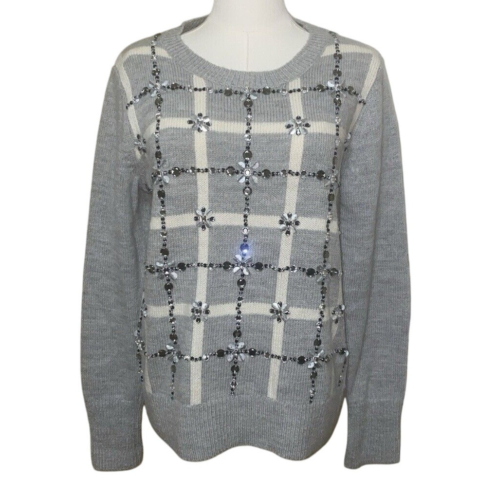 Banana Republic Limited Edition Wool Blend Embellished Rhinestone Sweater Size M