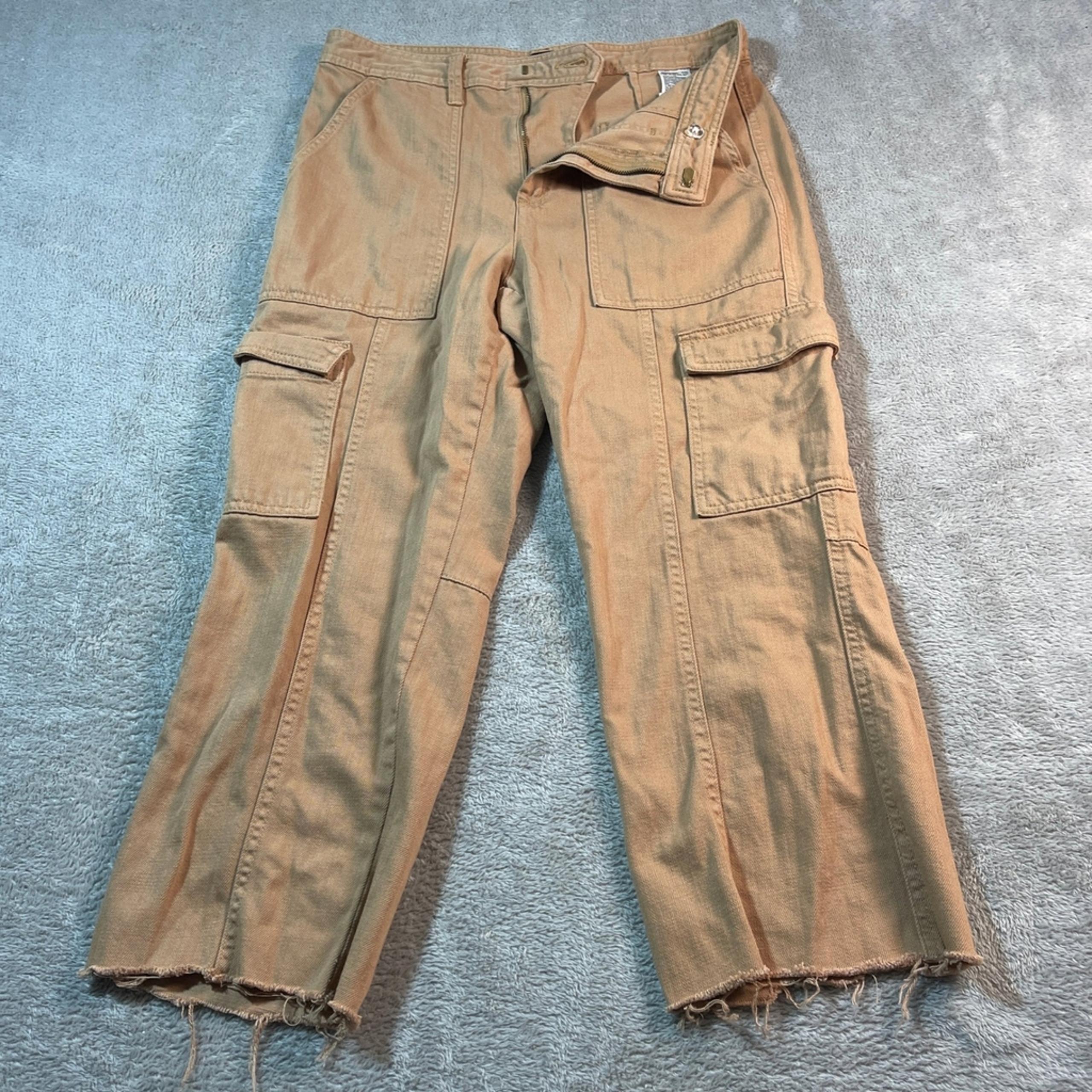 Banana Republic Cargo Pants Women's Size 4 Khaki Iced Latte High Rise Hem Crop