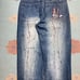 Y2K baggy jeans miskeen embroidered paint faded southpole wide leg skater 36x34
