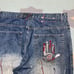 Y2K baggy jeans miskeen embroidered paint faded southpole wide leg skater 36x34