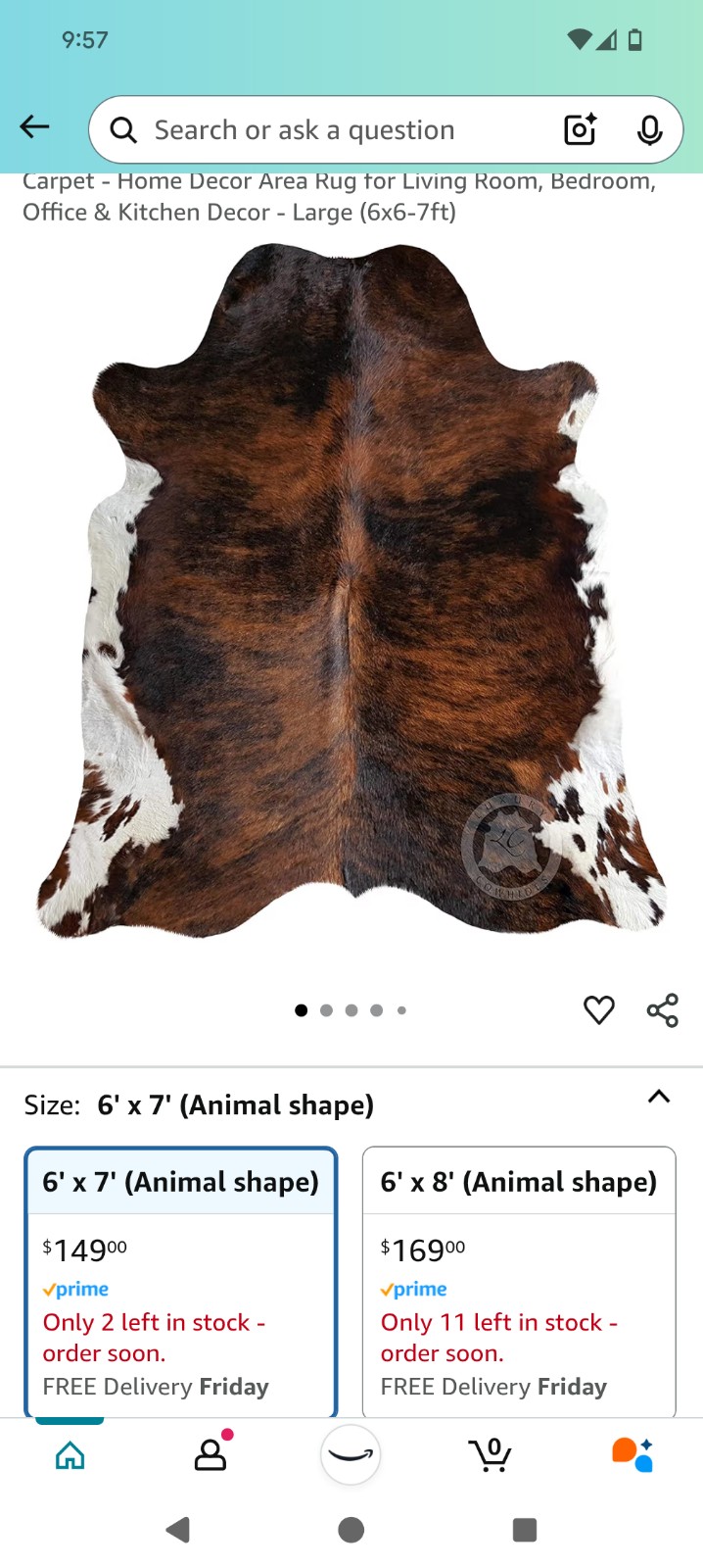6x7 Cowhide Rug