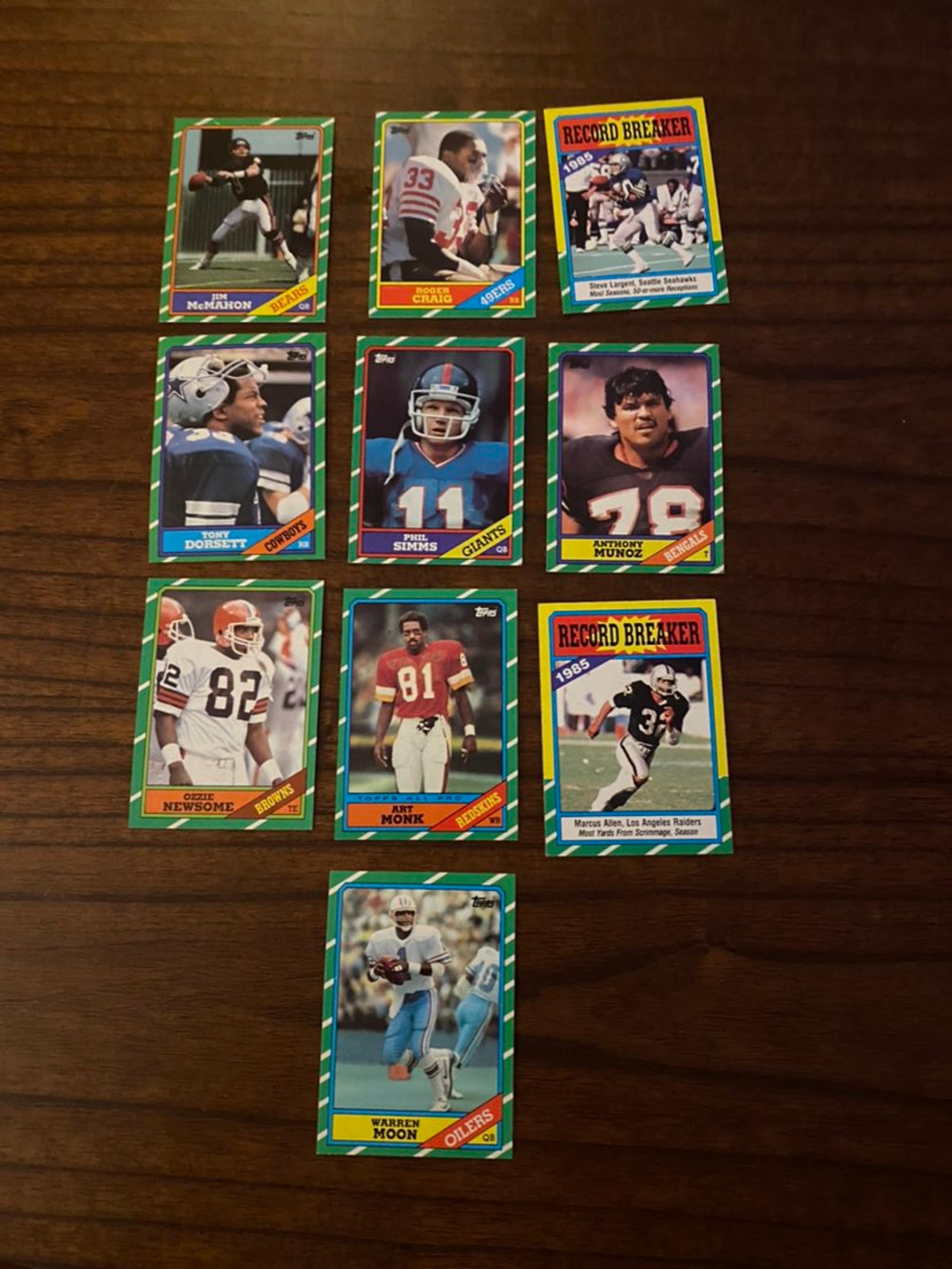 10 Card 1986 Topps Football Stars Lot