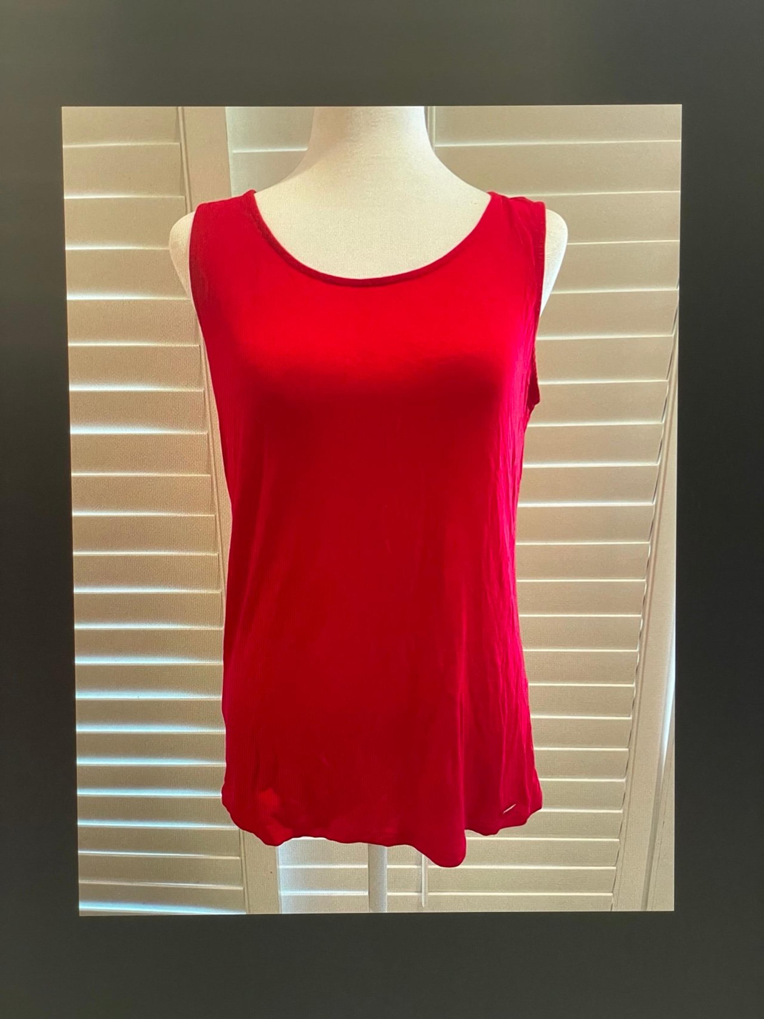 Calvin Klein Womens Red Round Neck Stretch Tank Top