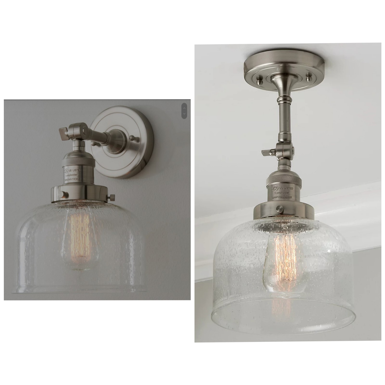 Innovations Lighting 203-SN-G74 Adjustable Large Bell Wall Sconce Silver Bubble.