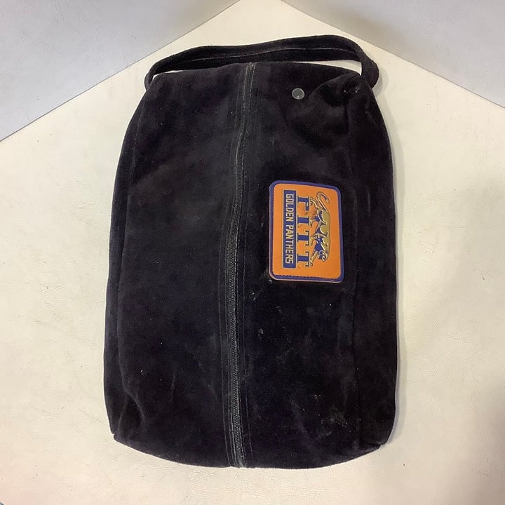 Vintage Pitt Golden Panthers Suede Travel Shoe Cosmetic Case Bag Made USA 13 x8