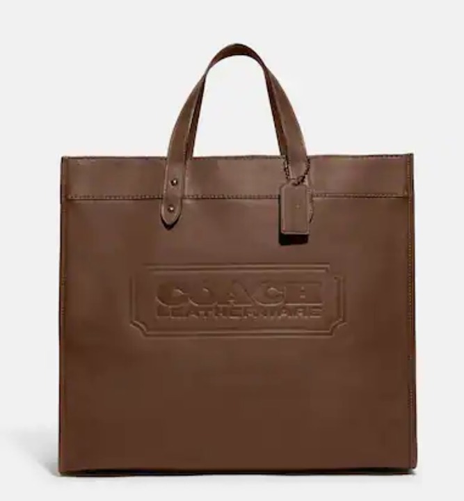 COACH CC097 Field Tote 40 with Coach Badge Saddle NWT