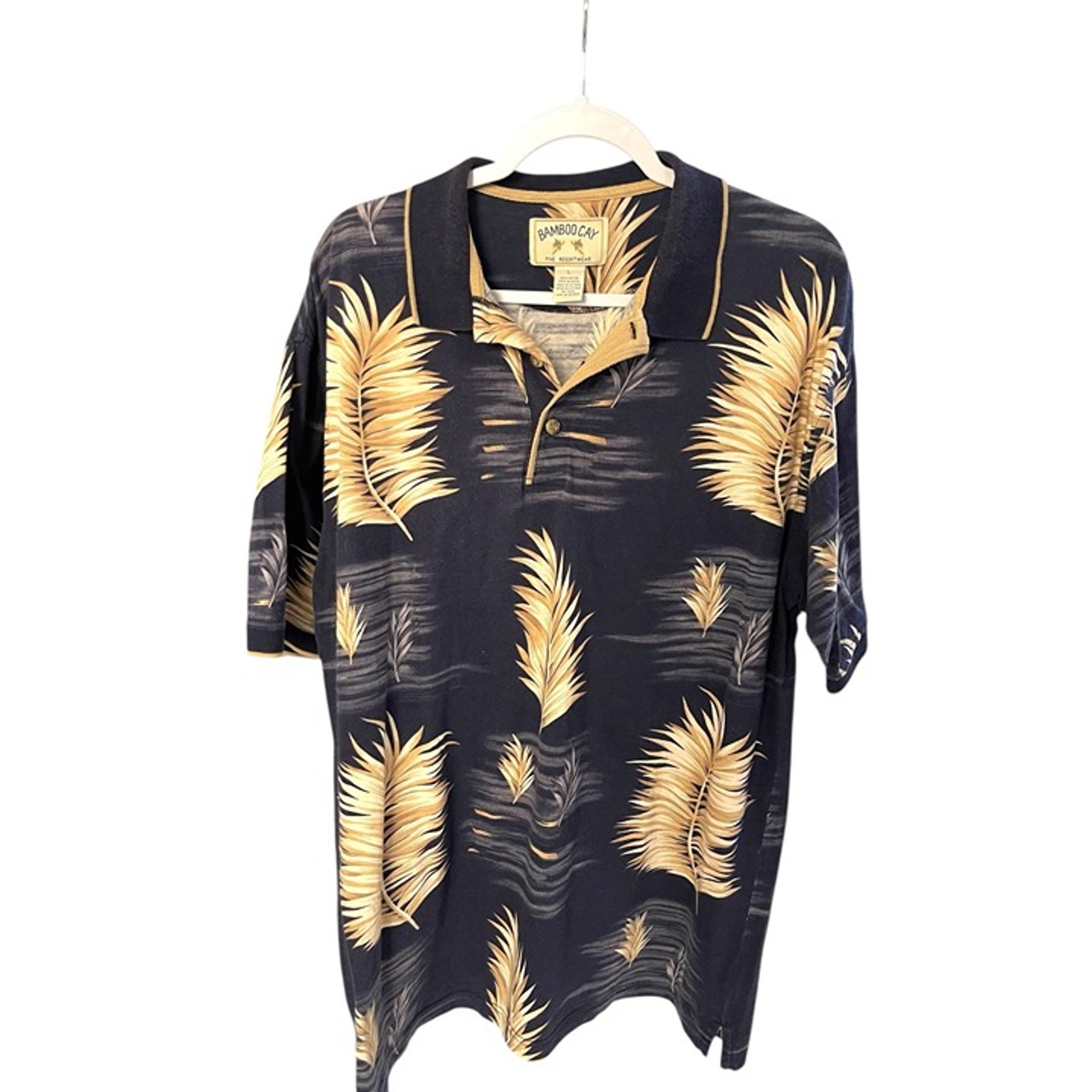 Bamboo Cay Fine Resort Wear Polo Shirt Men's Size L Multicolor Black Yellow