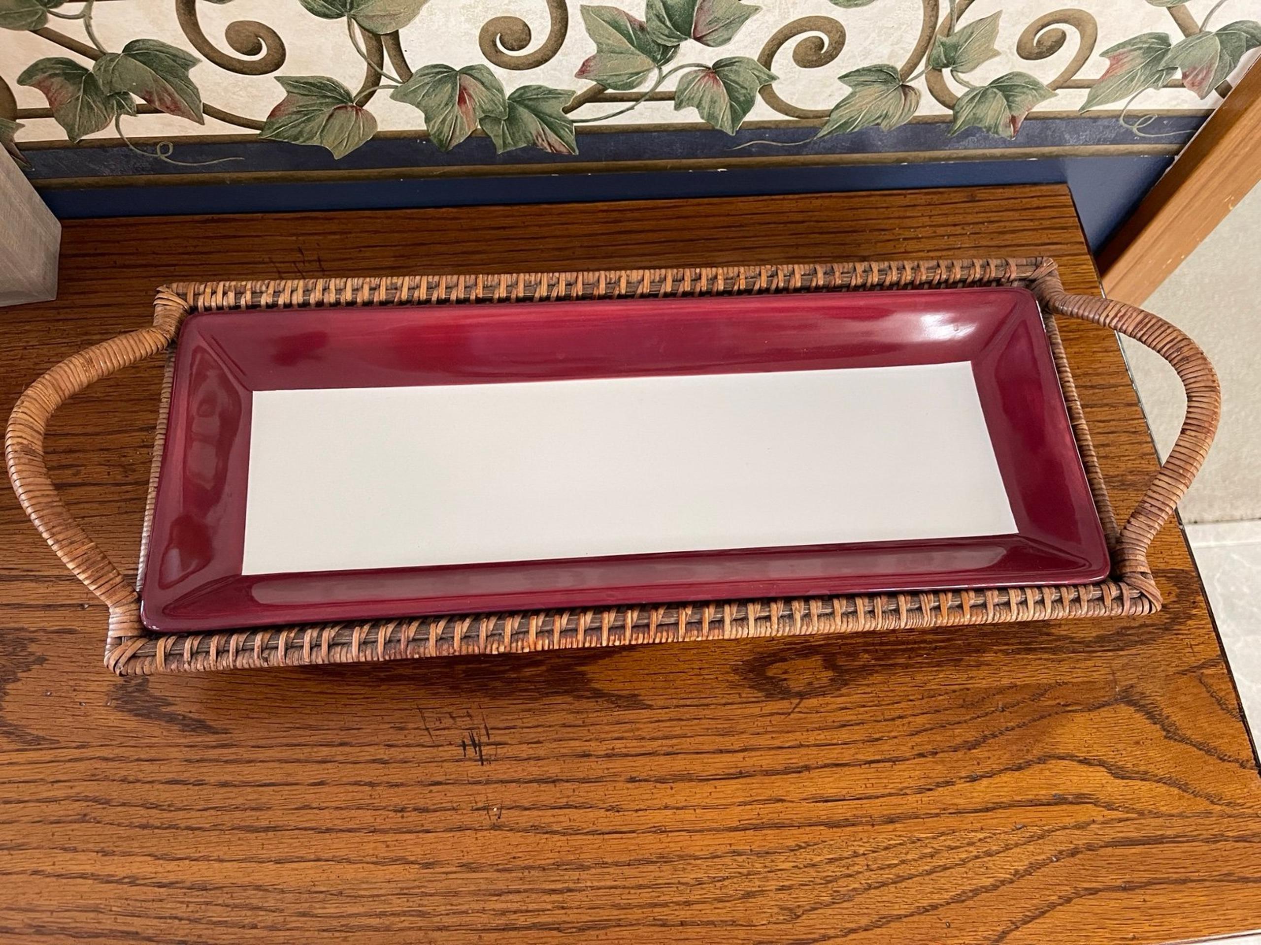simple additions red white plate platter and serving basket - Pampered Chef