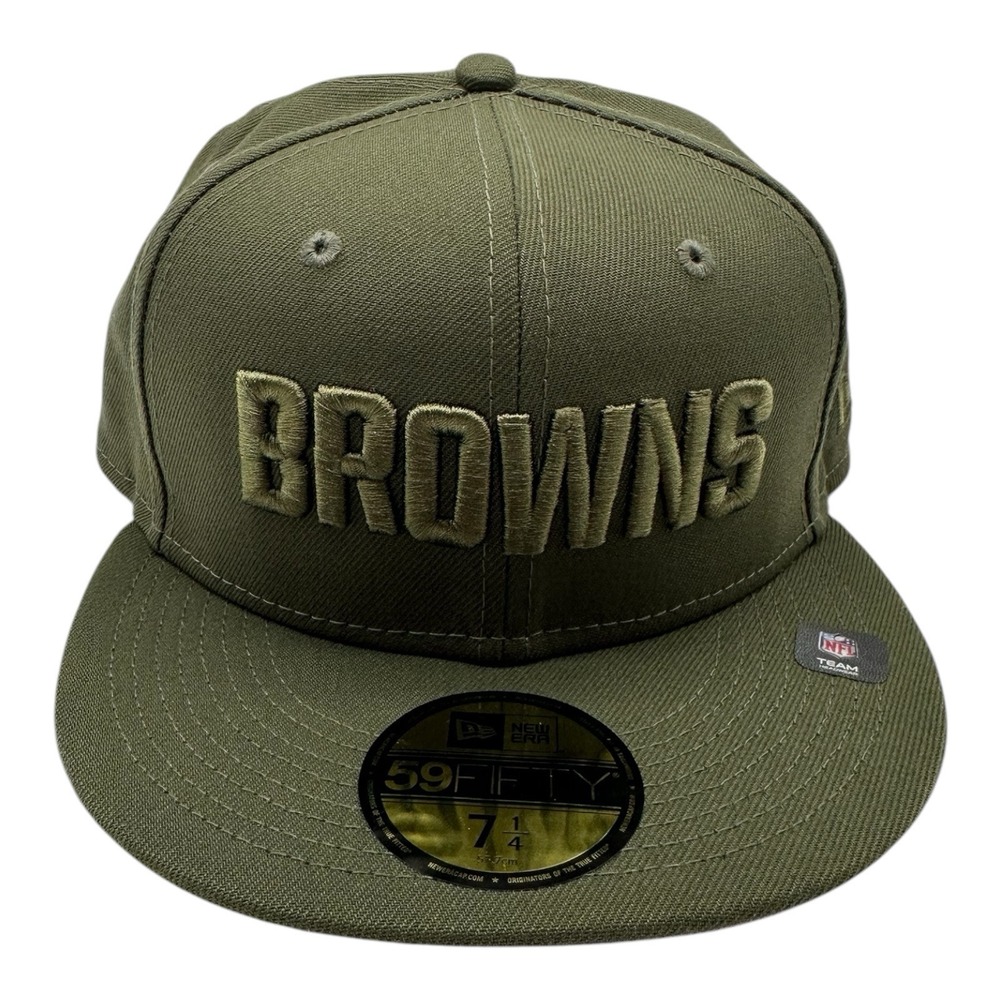 New Era 59Fifty Cleveland Browns Hat Cap 7 1/4 Olive Green Color Pack NFL Fitted