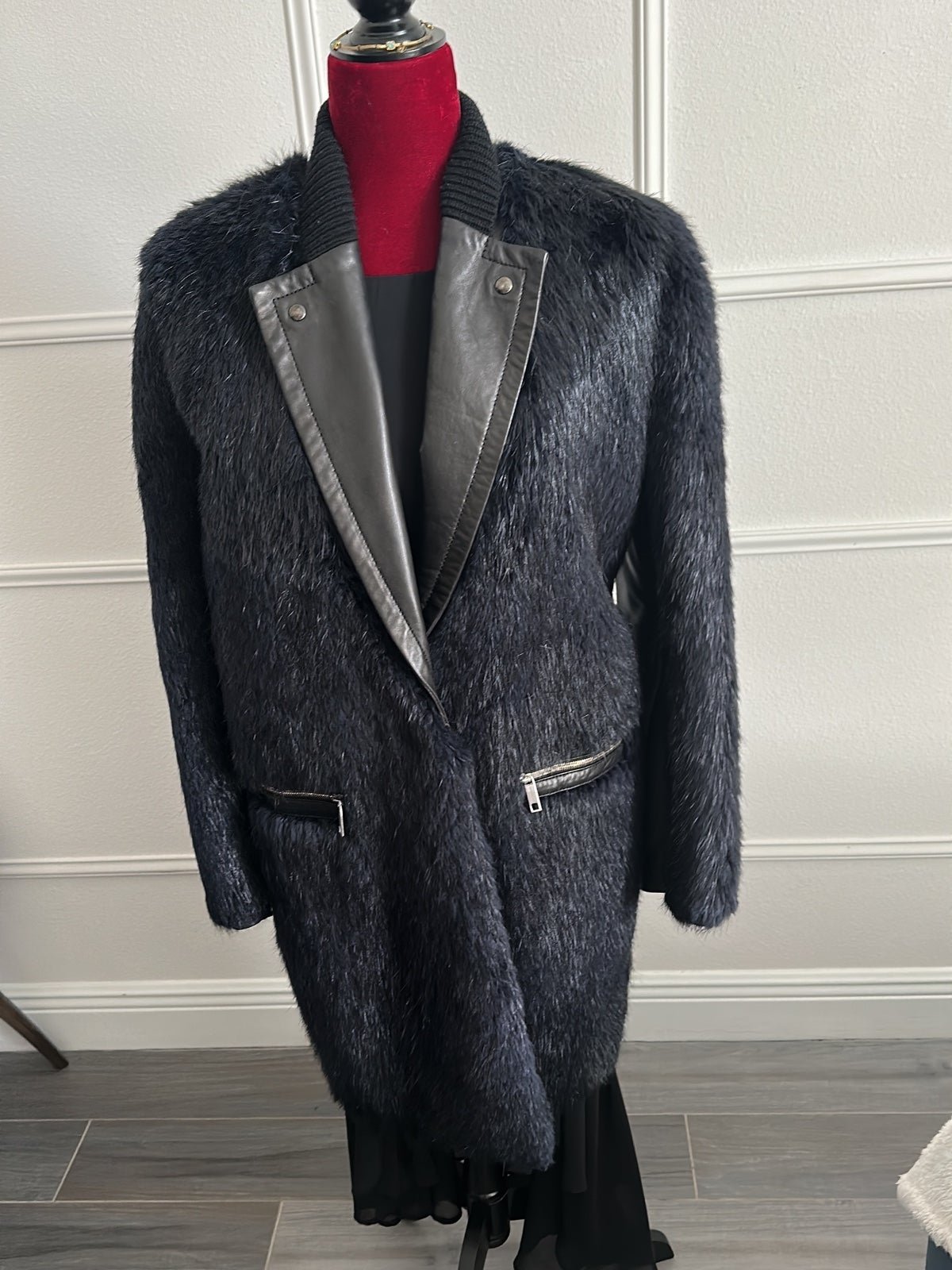 Sportmax by Maxmara cacoon fur and leather coat