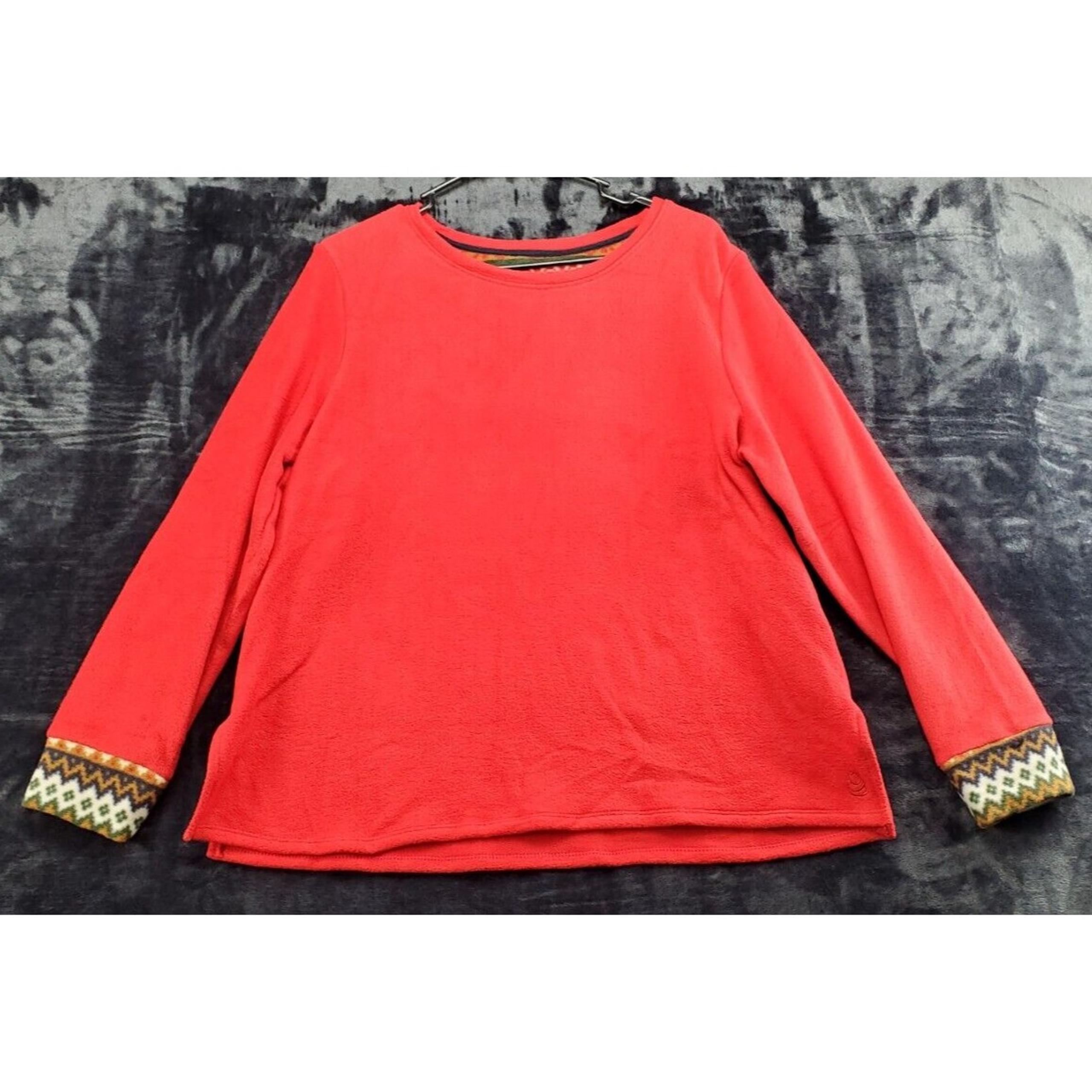 Sleepwear Shirt Womens Petite Large Red Long Sleeve Round Neck Logo - Cuddl Duds
