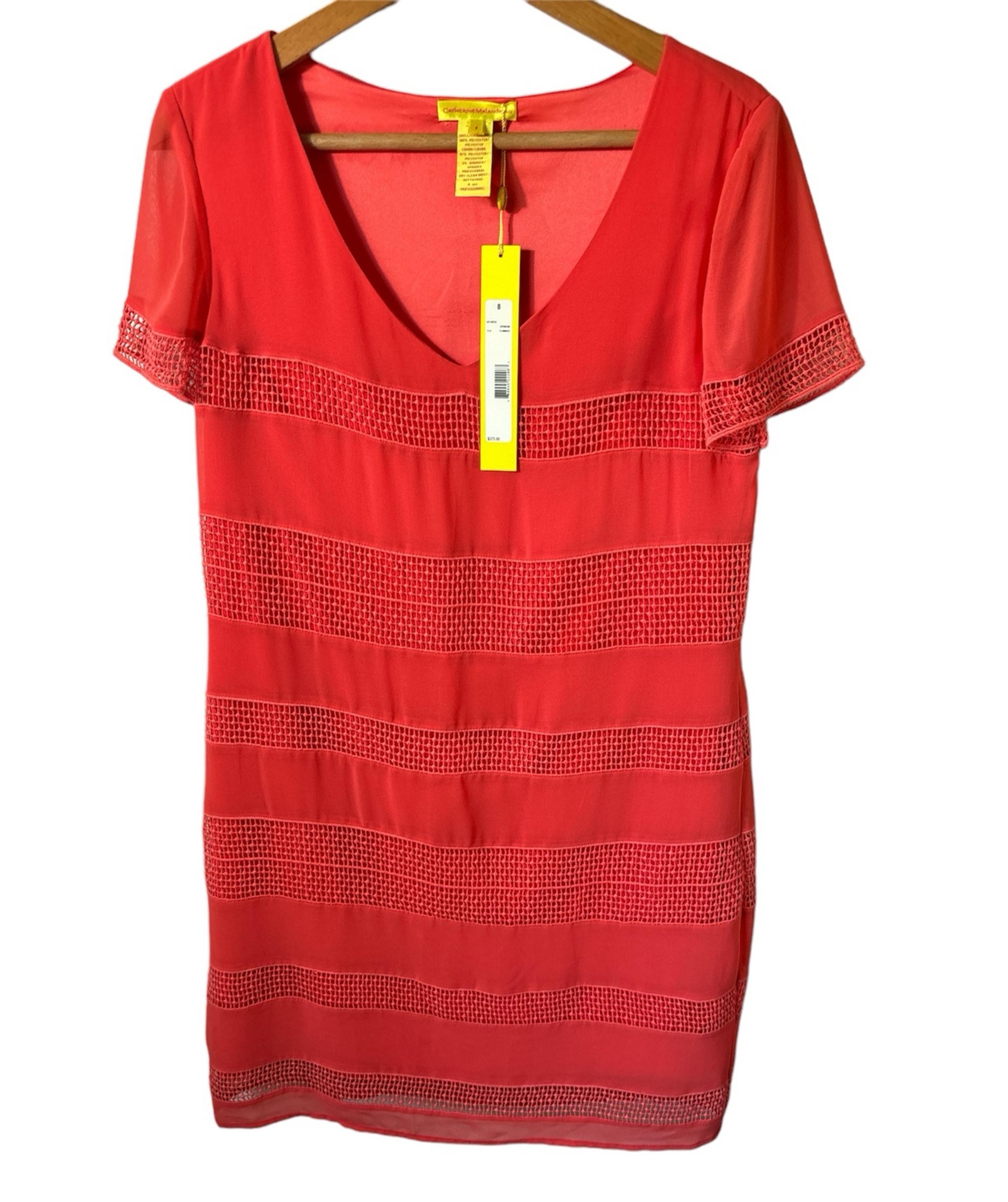 NWT Catherine Malandrino Coral Sheath crochet dress in size 8. lined.
