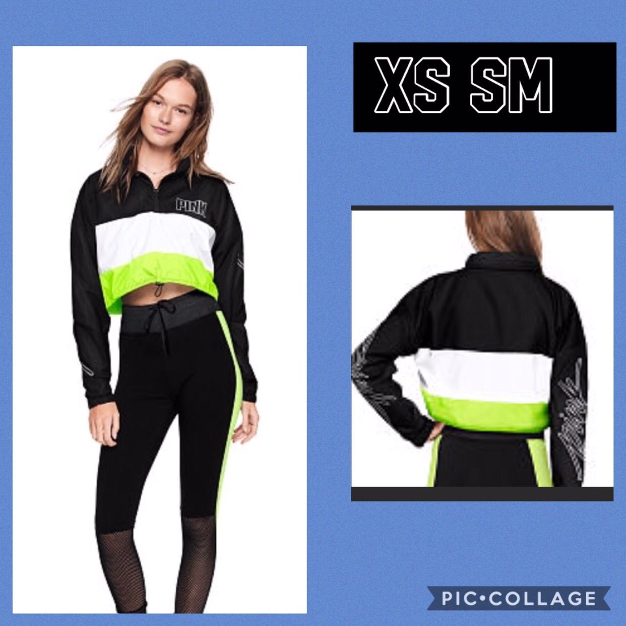 Vs Pink Quarter Zip Cropped Anorak Xs Sm