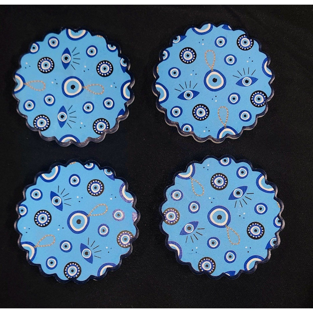 New Evil Eye Tile Coaster Set. Protection home decor