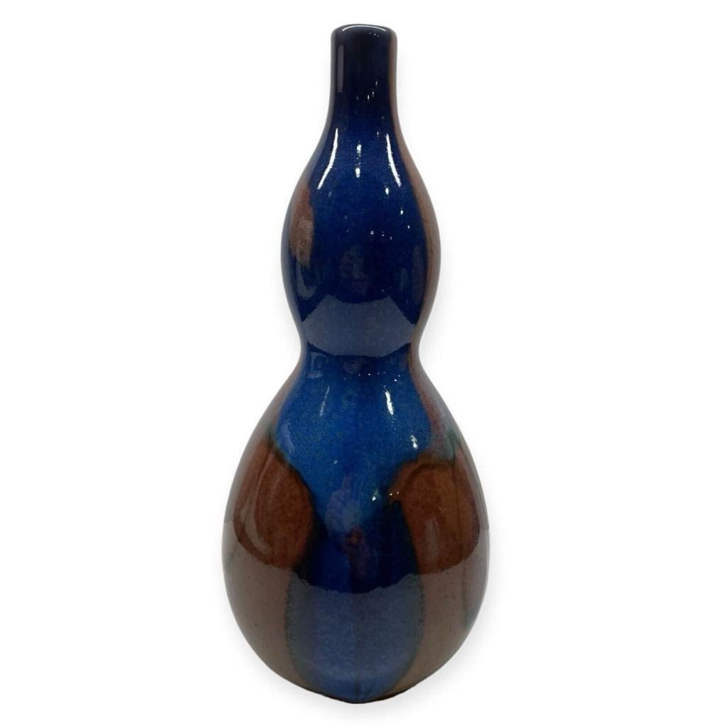 Diane Love For Mikasa Japan Vase Handcrafted Double Gourd Glazed Art Blue Brown