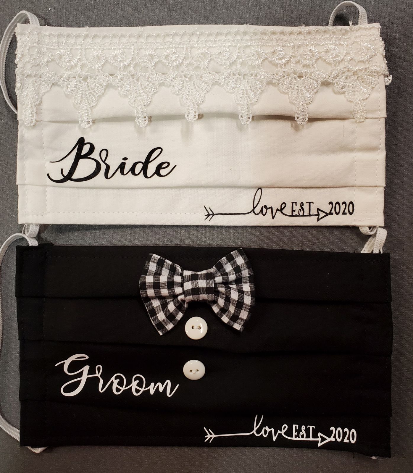 Bride and groom facemasks