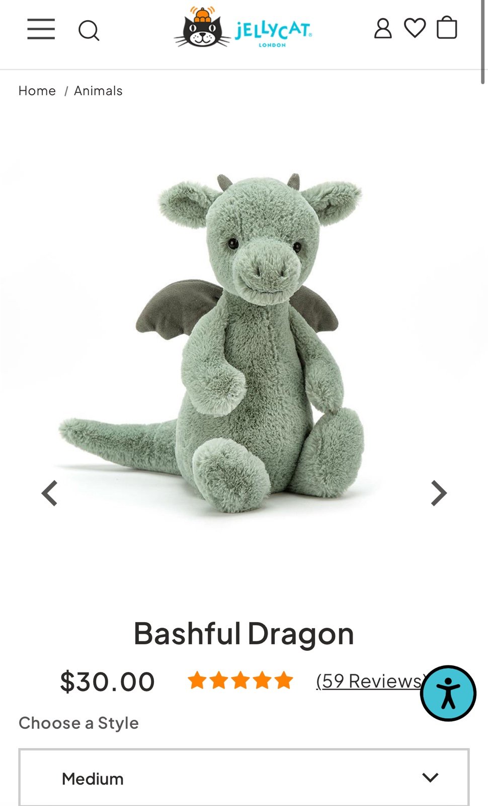 Jellycat Bashful Dragon Medium
