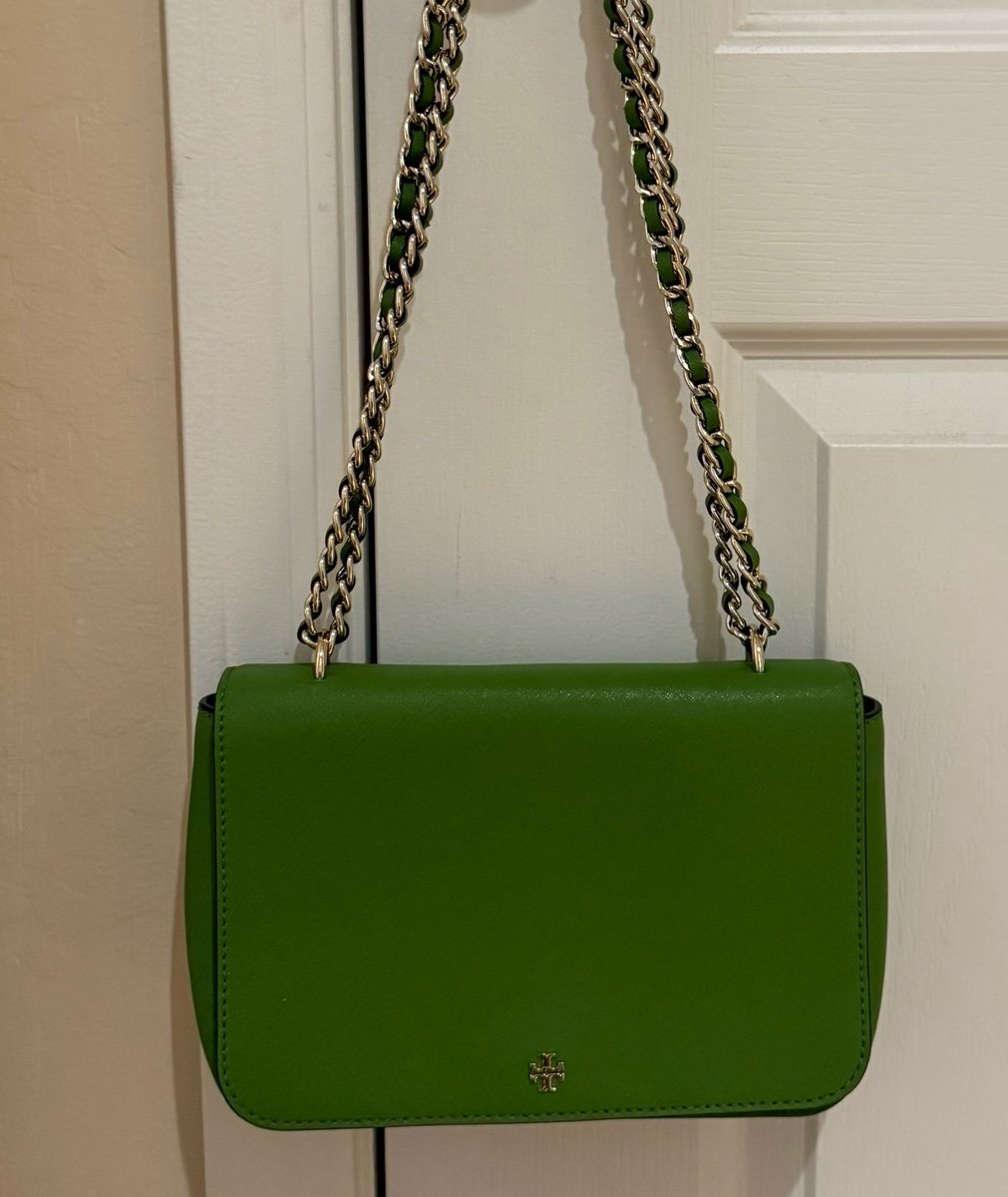 Tory Burch Green Leather Robinson Shoulder Bag