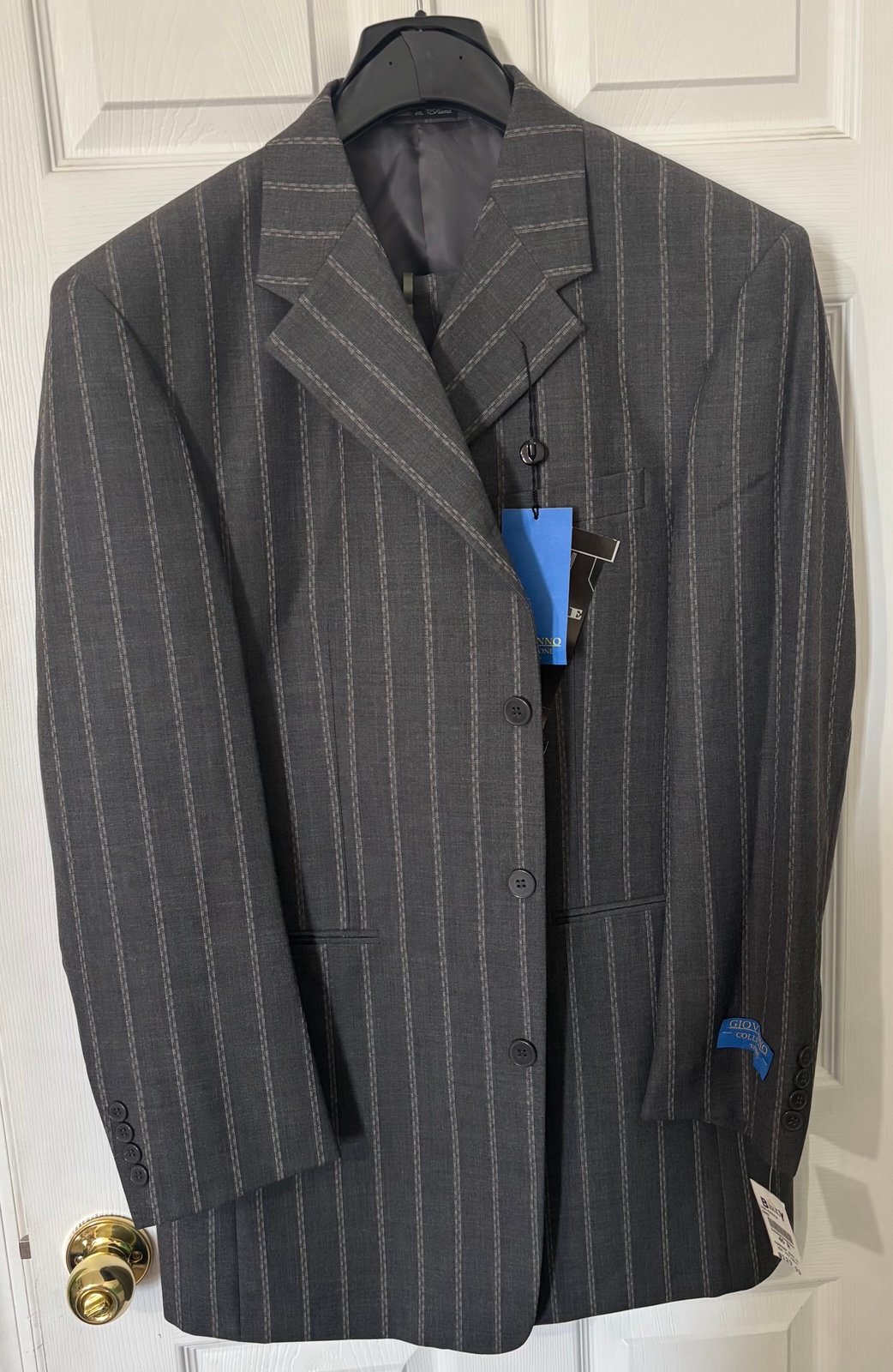 NEW Giovanni Uomo Collezione 2pc Grey Striped 40R 34W