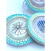 Tile Like Framed Design Seashell Acrylic Covered Round Coasters Set 4
