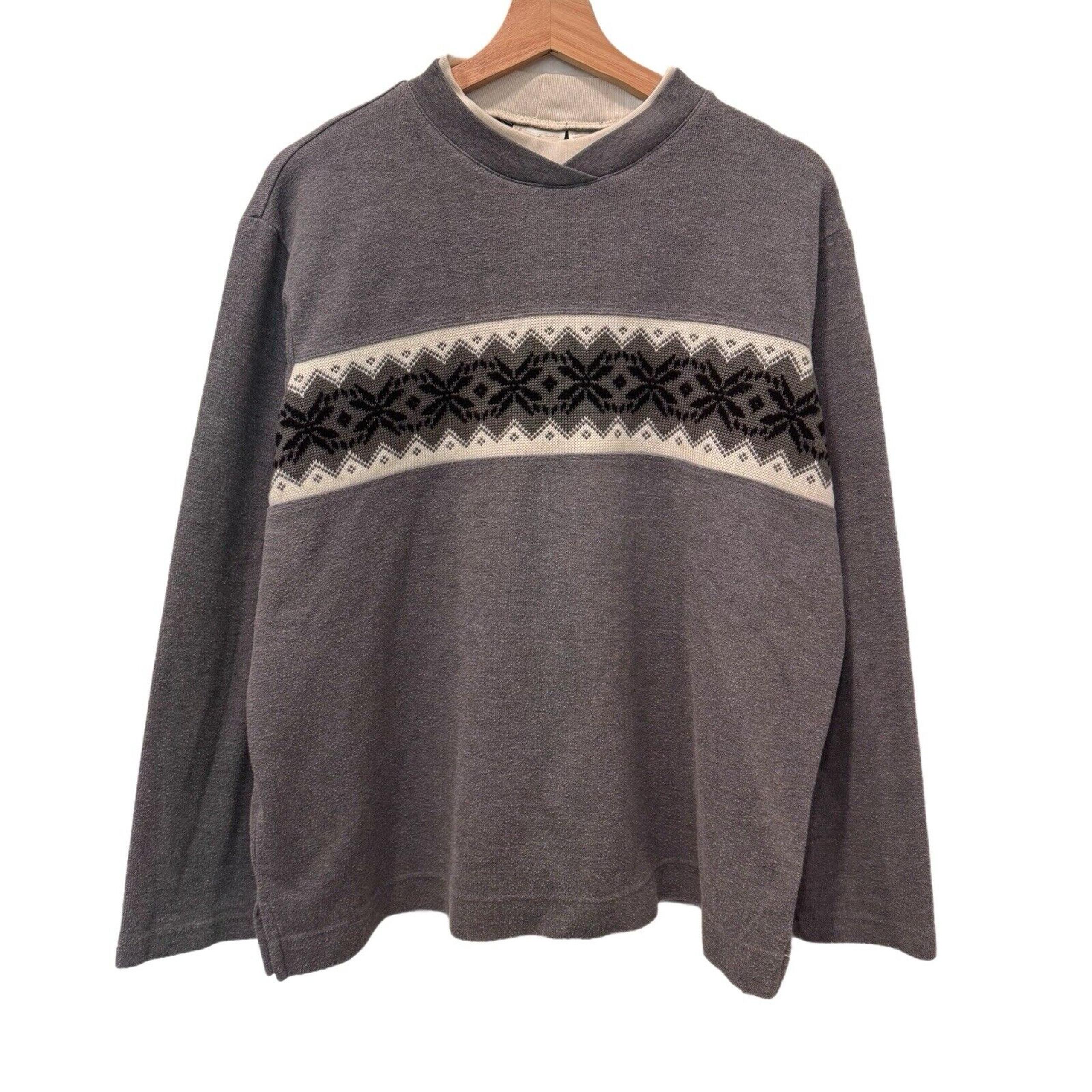 VTG Bobbie Brooks Charcoal Gray Crew Neck Winter Knit Sweater Ladies Size XL