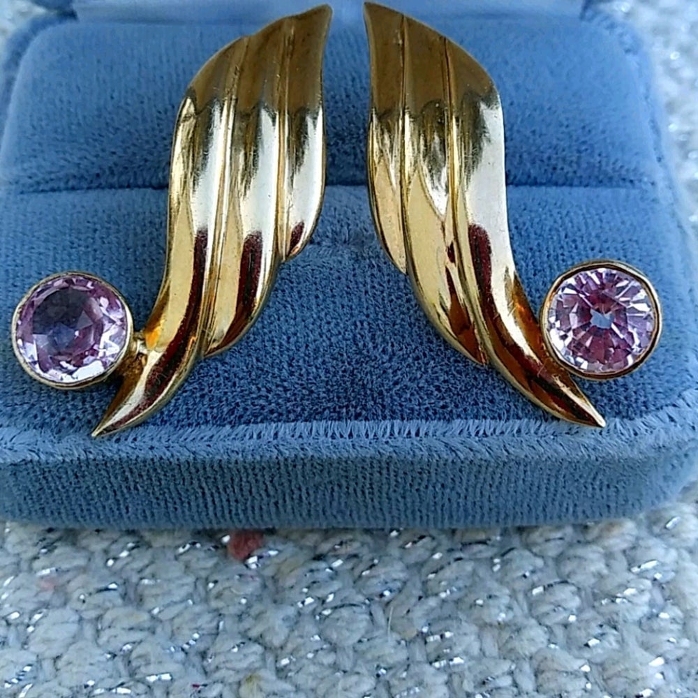 925 Silver Pink Ice/Gold Over Silver Stud Earrings