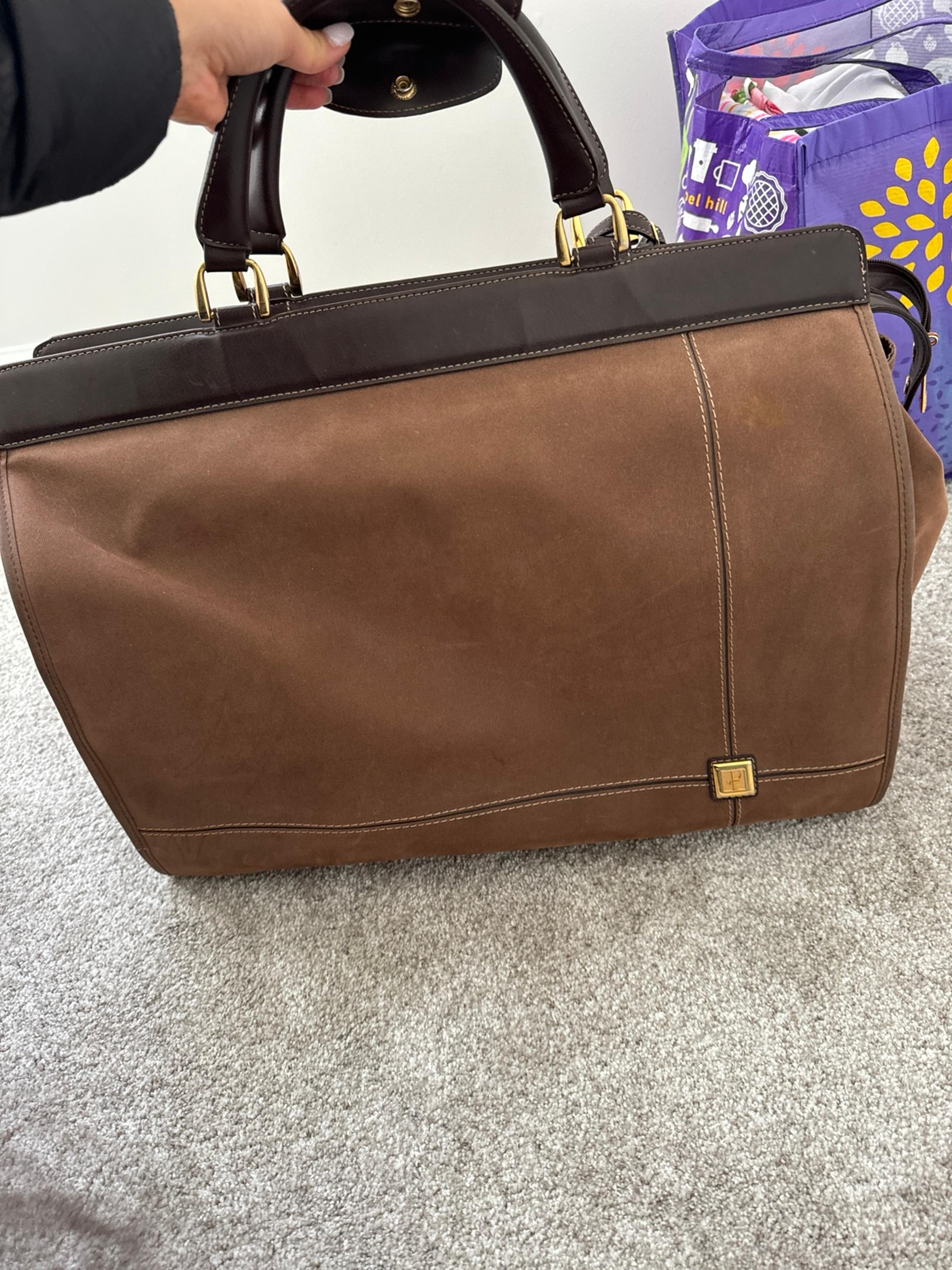 DIANE VON FURSTENBERG Leather Overnight Satchel Bag