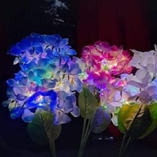 - 3 Pack 2023 Version Solar Lights Outdoor, Colorful,Hydrangea Flower Lights